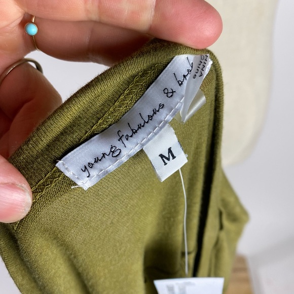 NWT YOUNG FAB BROKE Soft Button Down Long Sleeve Tshirt Olive Green Womens Med - Picture 8 of 8
